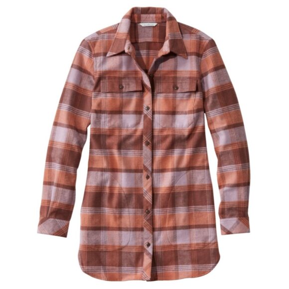 L.L. Bean Tops - LL Bean Women’s Signature Chamois Tunic Shirt Medium Antique Lilac Plaid